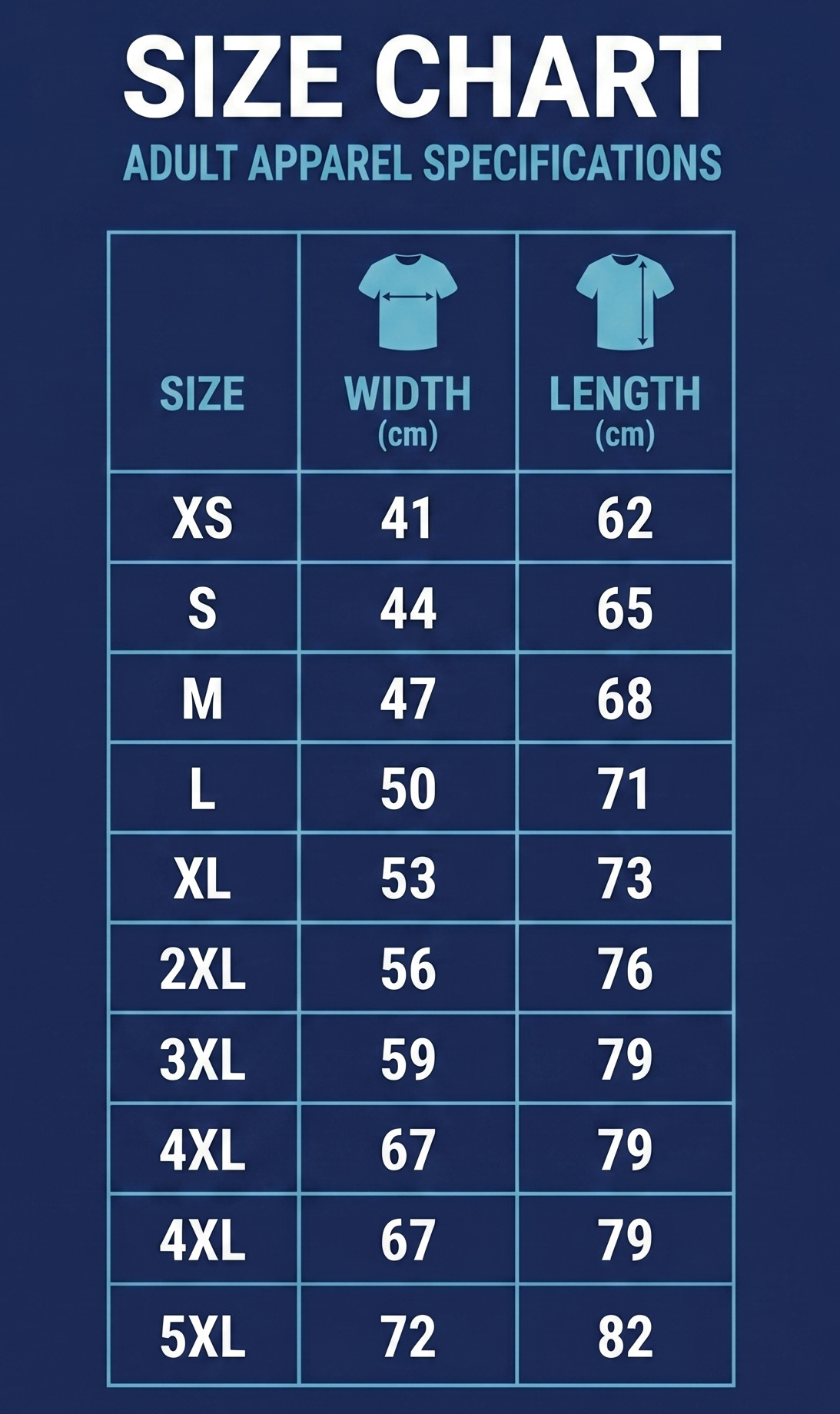 T-Shirt Size Chart